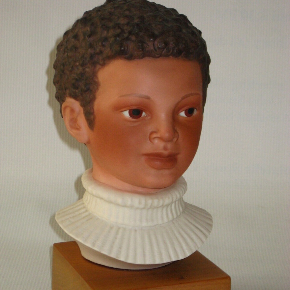 Cybis Porcelain Bust Figurine – JASON on Wood Base – Boy Child